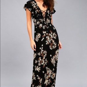Amuse Society Black floral print maxi dress